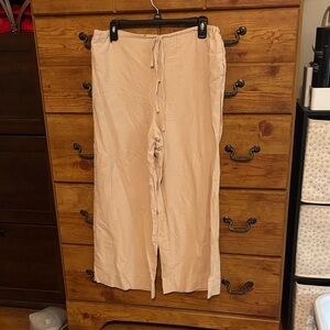 Beige Wide-Leg Pants